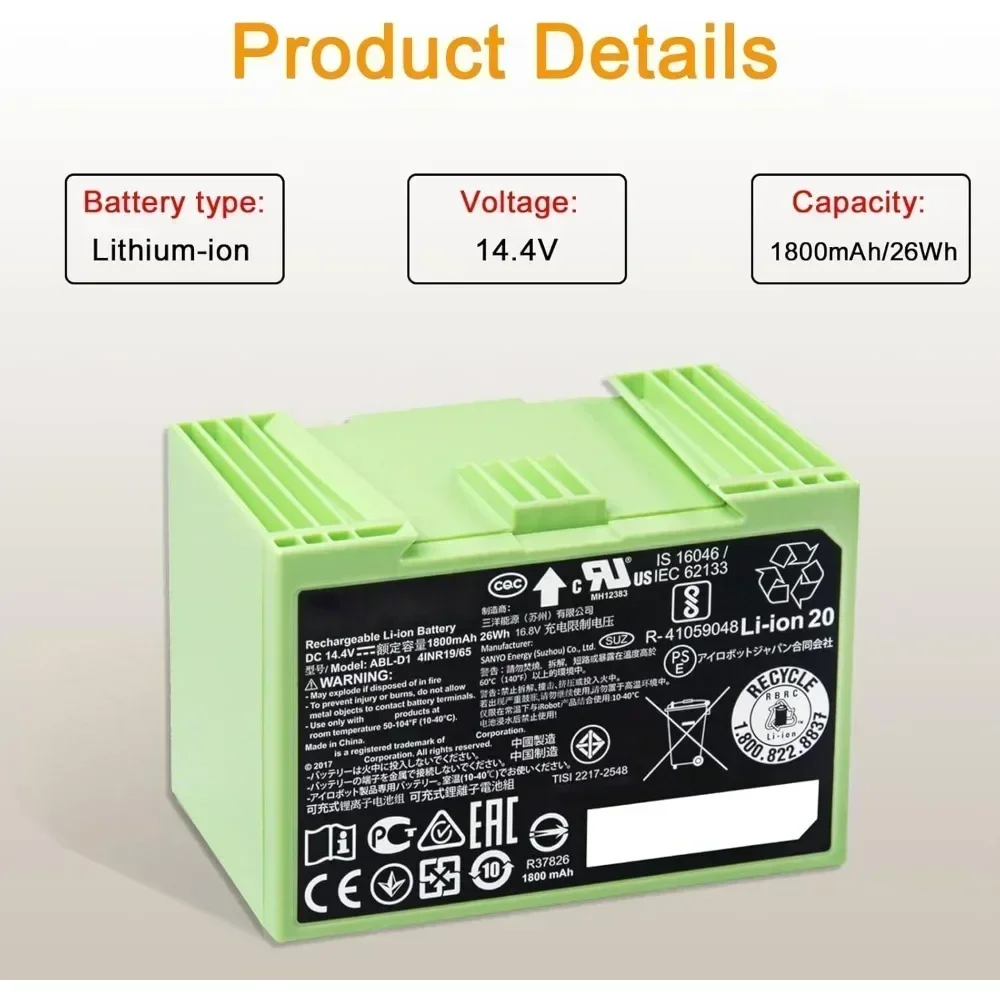 For iRobot Roomba i7 Rechargea - огляд і ціна 4S Lipo Battery 14.8V 6000Mah