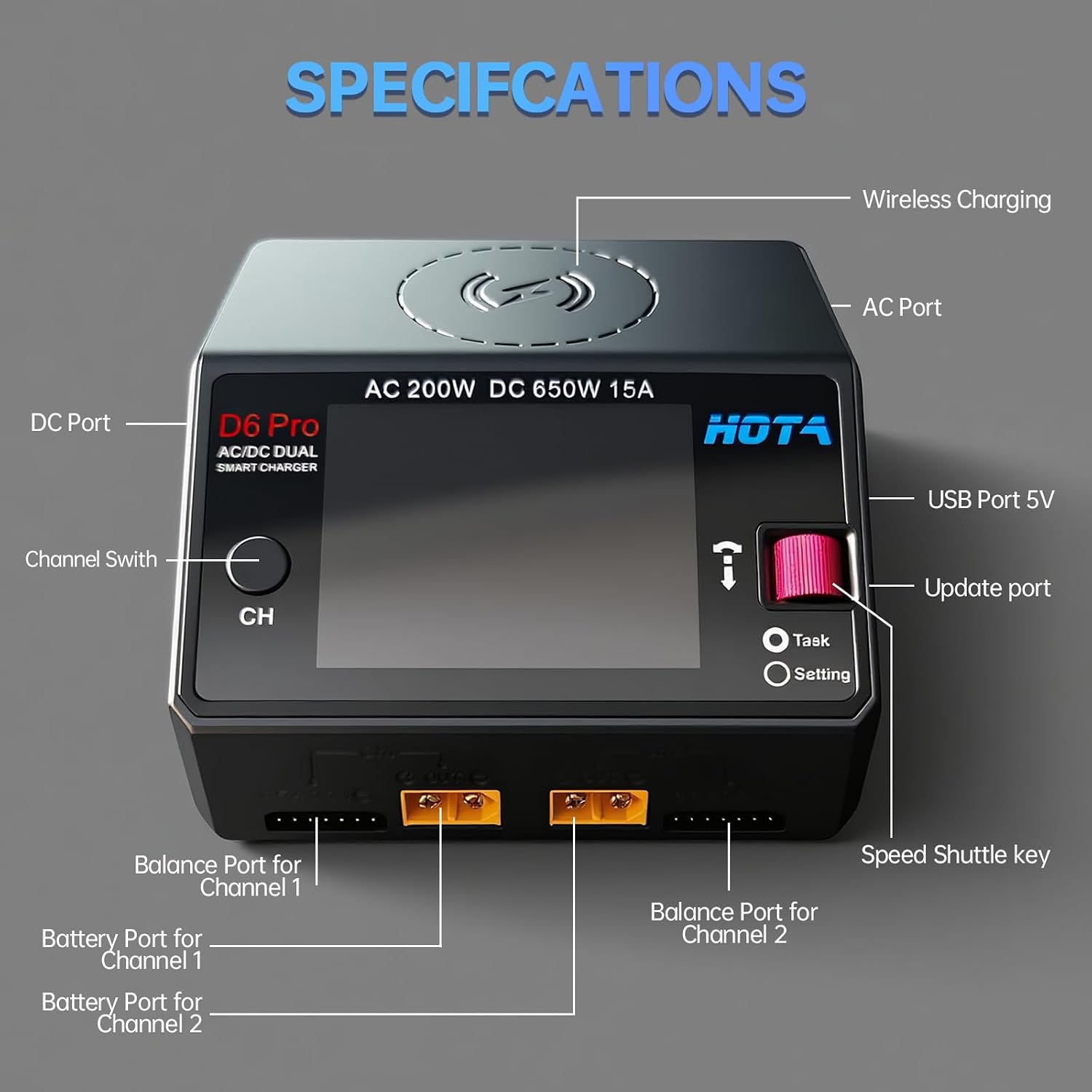 HOTA D6 Pro Lipo Battery Charg - огляд і ціна Hota D6 Pro Dual Lipo Charger